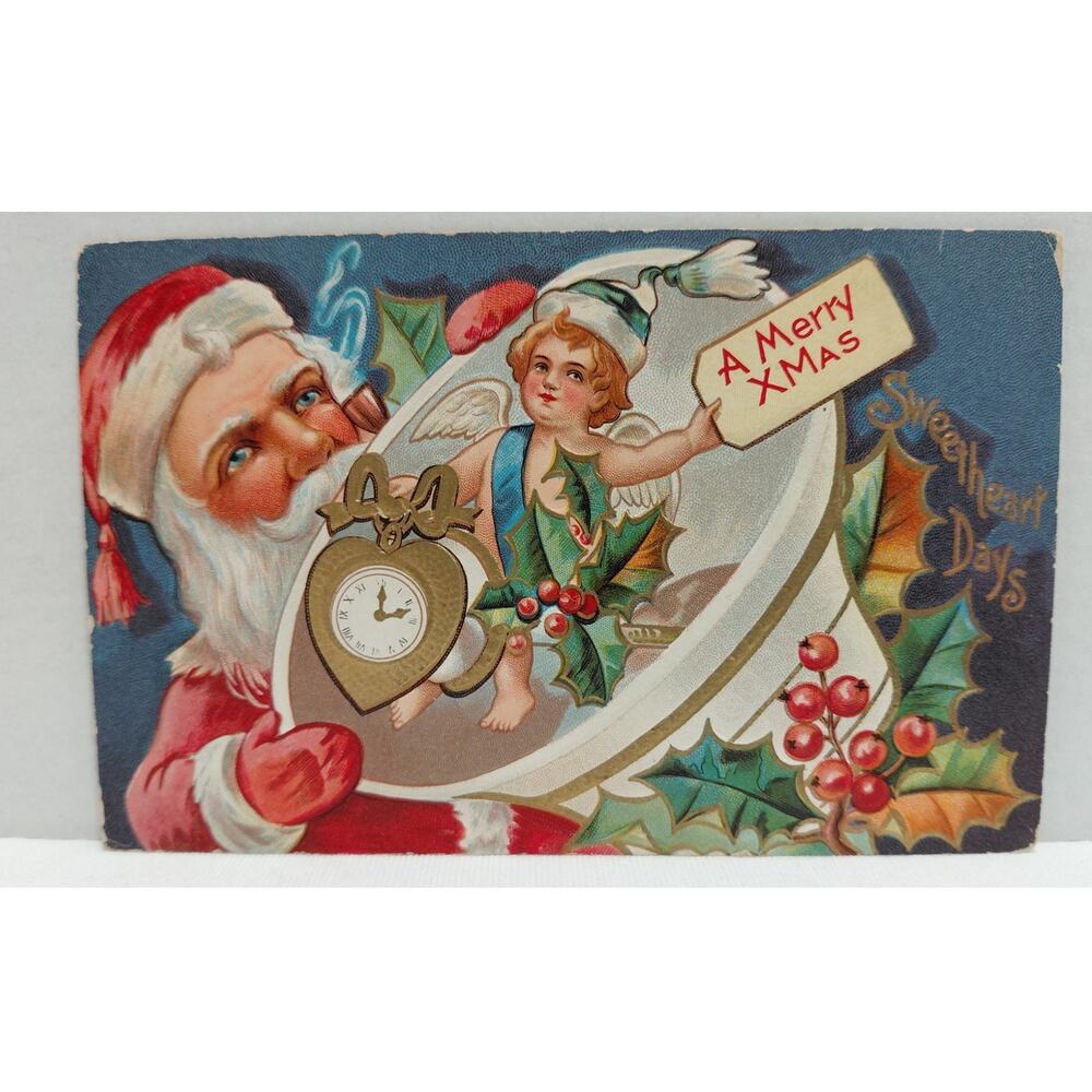 Antique Christmas Postcard Santa Claus Sweetheart Series Unposted Divided